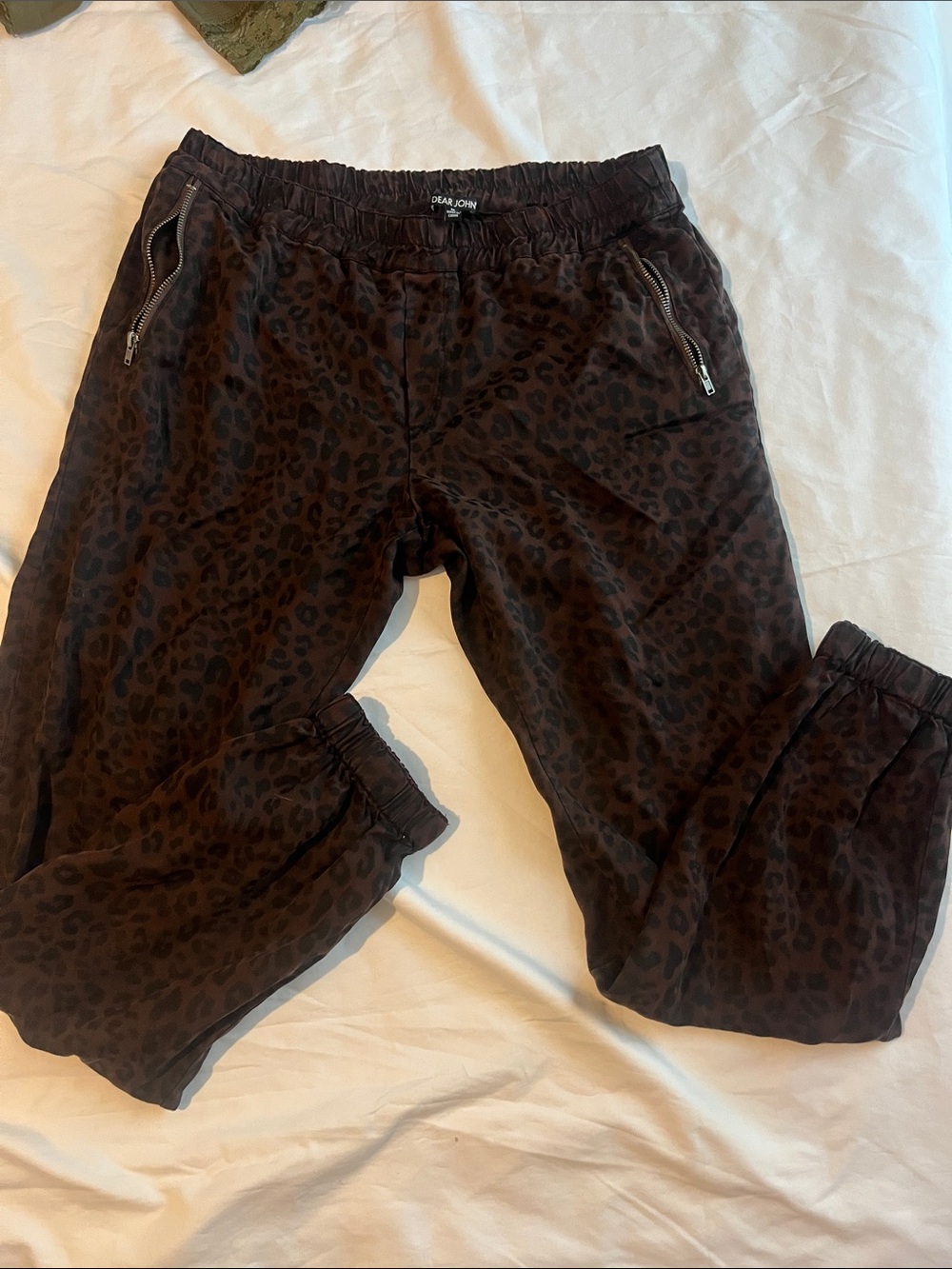Dear John Brown and Black Leopard Print Elastic Waist Pants